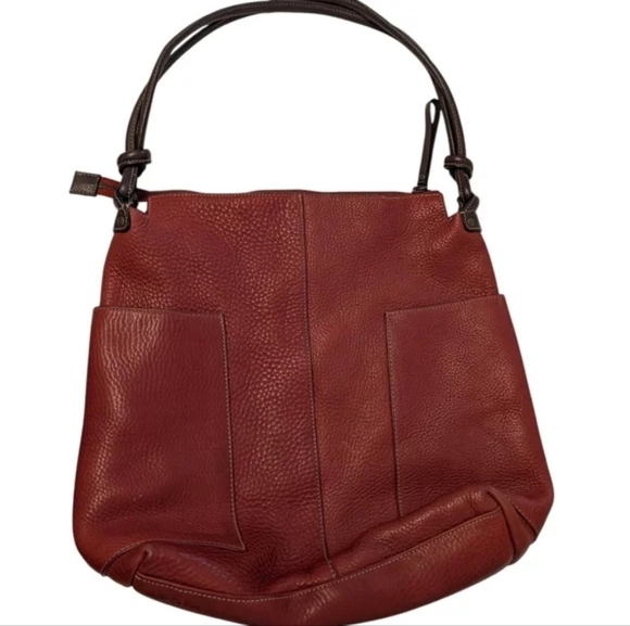 SUNDANCE Red Leather Slouch Bag Large Shoulder Purse Pockets Slouch - Picture 7 of 8